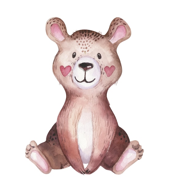 Impresión de oso bebé Decoración de vivero de animales del bosque Cara de oso Arte de pared imprimible Oso lindo Cartel de la habitación de los niños Ilustración del bosque de la guardería