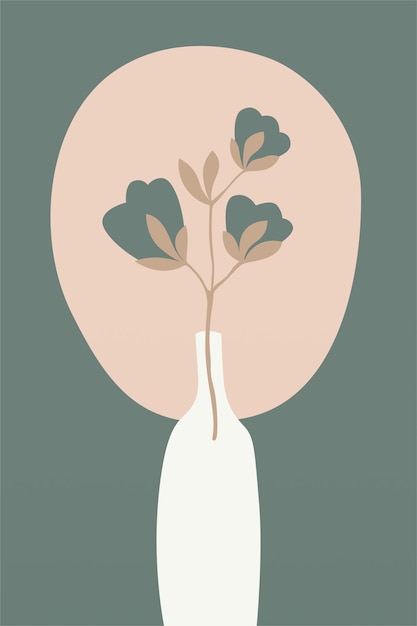Impresión de pared de cerámica abstracta Arte vegetal minimalista Arte tropical Florero de hoja de palma Impresión de arte Arte de pared de olla bohemia