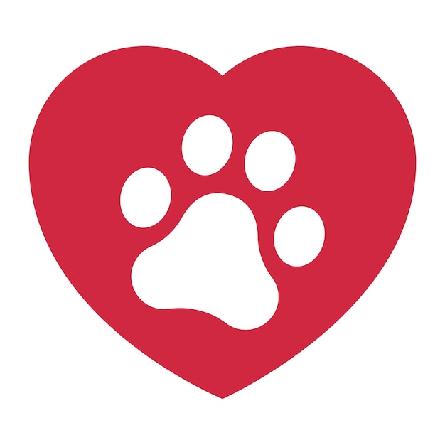 Impresión de la pata en el corazón del amor 2