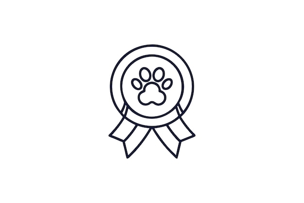 Impresión de la pata insignia logotipo línea de arte ilustración vectorial fondo blanco
