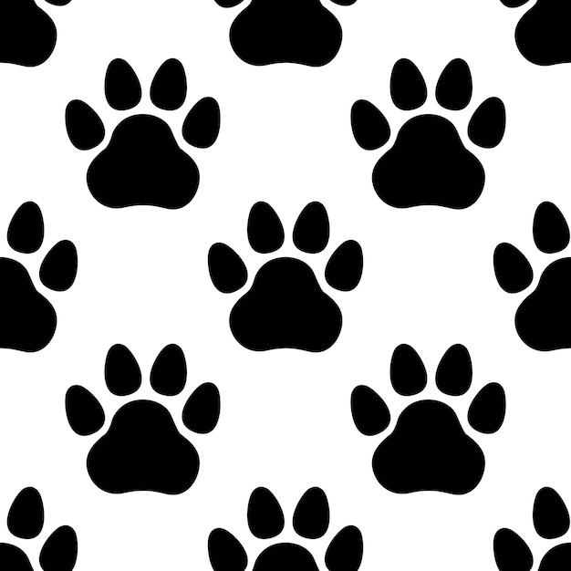 Impresión de pata de mascota en vector de dibujos animados plano de patrones sin fisuras