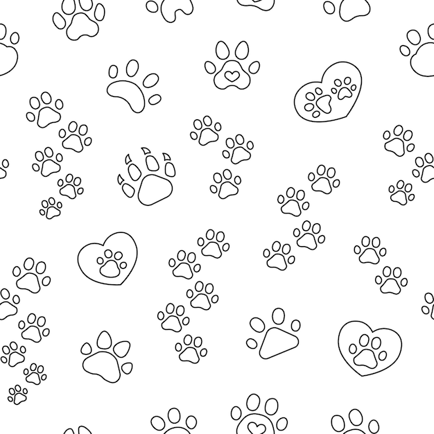 Impresión de pata de perro o gato Página para colorear