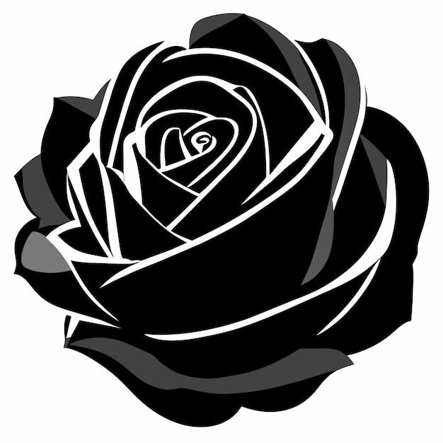 Vector impresión de pegatina de flor de rosa negra o rosa artística negra