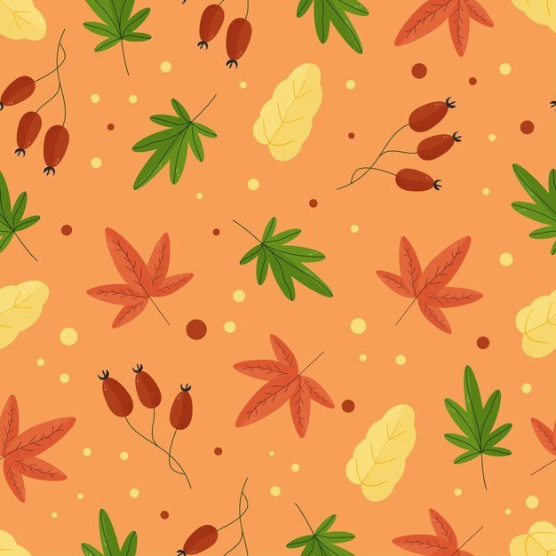 Impresión perfecta de hojas de otoño de bayas de castaño de roble de abedul Fondo acogedor de otoño para la impresión de texto en papel de papel tapiz de oficina de tela scrapbooking Ilustración vectorial con elementos botánicosxA