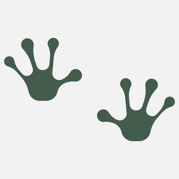 Impresión de pie de mano de rana aislada sobre fondo blanco Ilustración vectorial