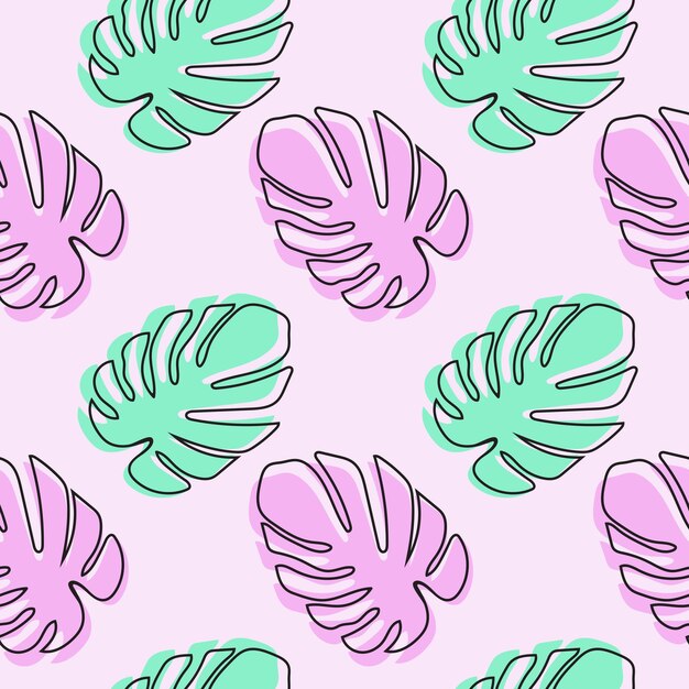 Impresión de plantas de colores de verano de hojas tropicales Vector floral sin costuras