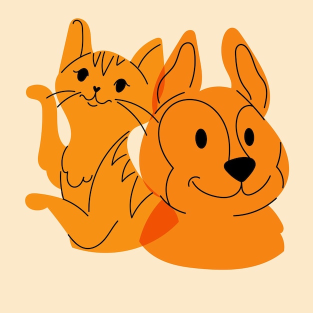 Impresión de plantillas de logotipo de carteles de insignia de perro y gato Avatar Ilustración vectorial en un estilo minimalista
