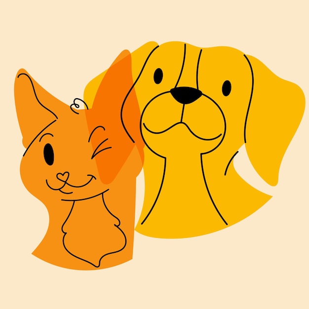 Impresión de plantillas de logotipo de carteles de insignia de perro y gato Avatar Ilustración vectorial en un estilo minimalista