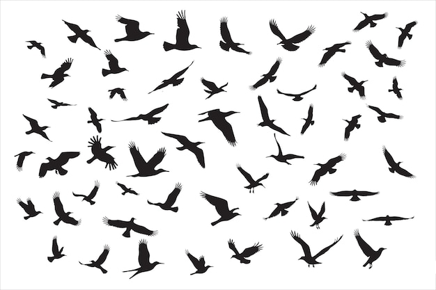 Impresión de siluetas de pájaros voladores en diseño en movimiento
