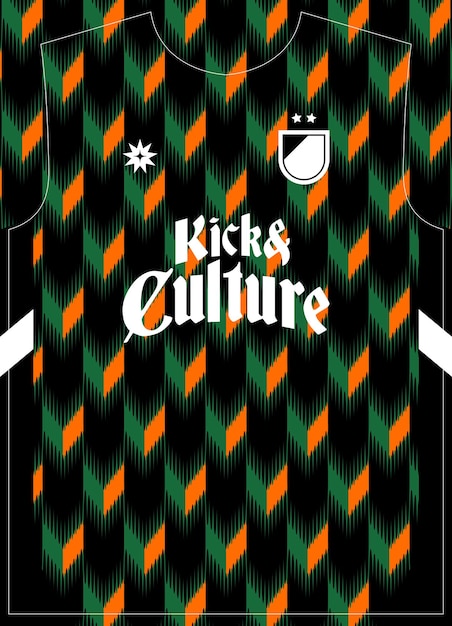 Impresión de sublimación del jersey de fútbol de patrón verde naranja negro de Canal Mirage