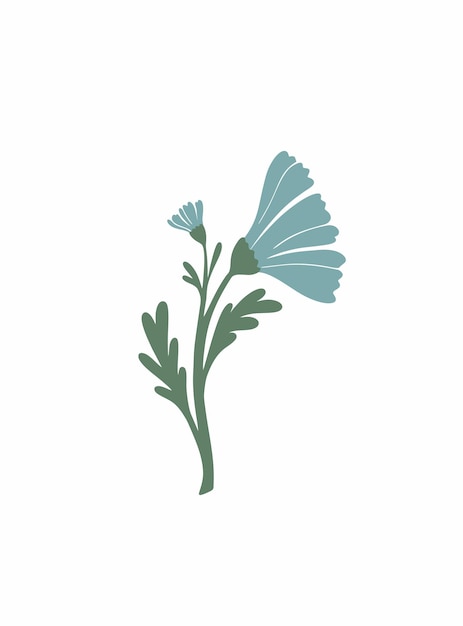 Impresión vectorial botánica Ilustración vectorial florística Ilustración de flores azules