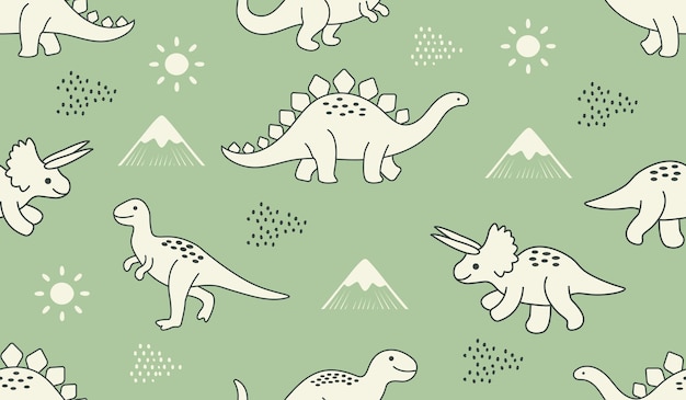 Impresión vectorial de dinosaurios para niños Impresión pastel de Dino para decoración de fiestas Patrón sin costuras