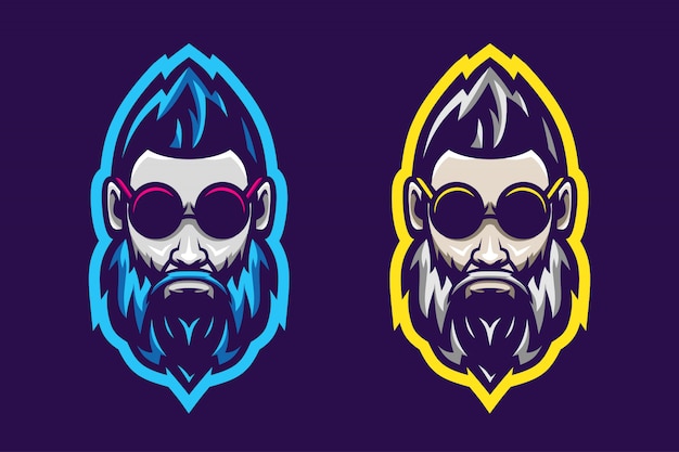 Impresionante color de opción de logotipo de barba de hombre