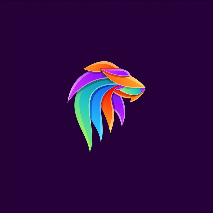 Vector impresionante colorido logotipo de cabeza de león
