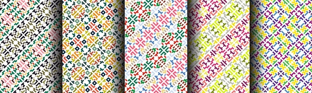 Impresionante conjunto de colección de fondo de patrones sin fisuras tradicionales étnicas
