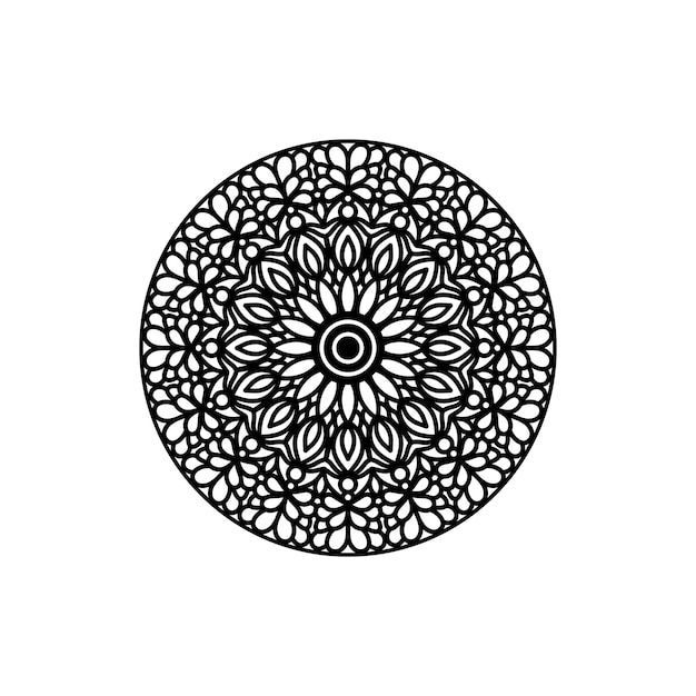 Impresionante curva geométrica decorativa mandala tradicional en blanco y negro