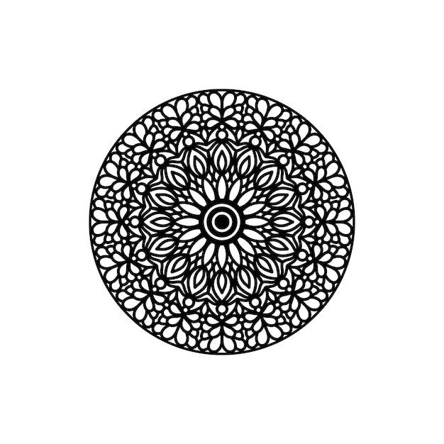 Impresionante curva geométrica decorativa mandala tradicional en blanco y negro