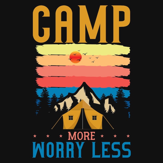 Impresionante diseño de camiseta de camping