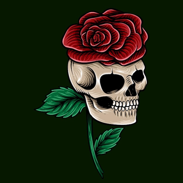 Vector impresionante diseño de camiseta dibujado a mano rosa con ilustración de calavera