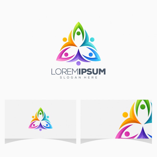 Impresionante diseño de logotipo de gente colorida