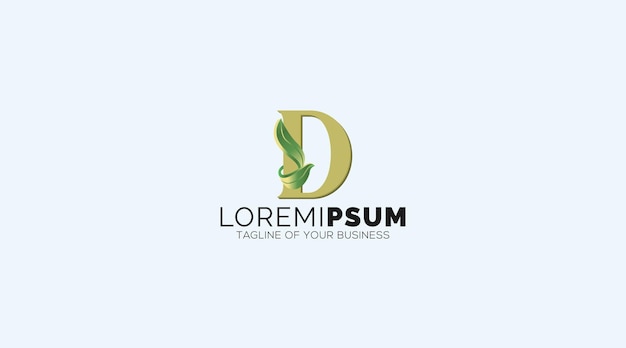 Impresionante diseño de logotipo premium de hoja D de letra