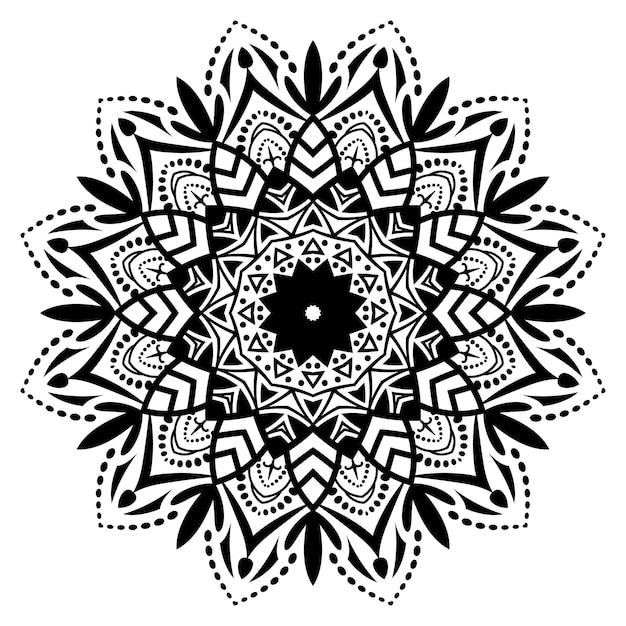 Impresionante diseño de mandala floral, sin color.