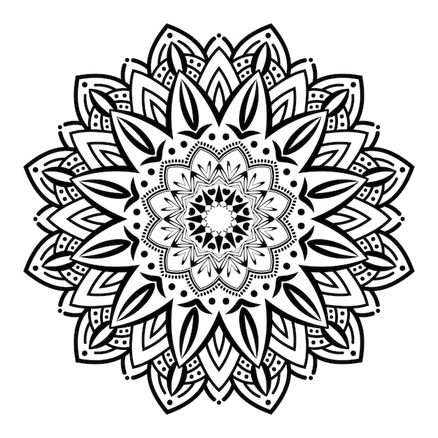 Impresionante diseño de mandala floral, sin color.