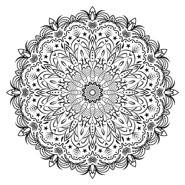 Impresionante diseño de mandala floral, sin color.