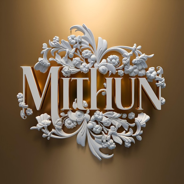 Un impresionante diseño de tipografía 3D del nombre Mithun