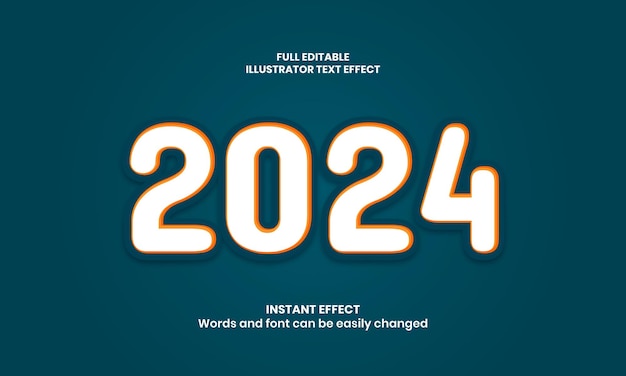 Impresionante efecto de texto de año nuevo 2024