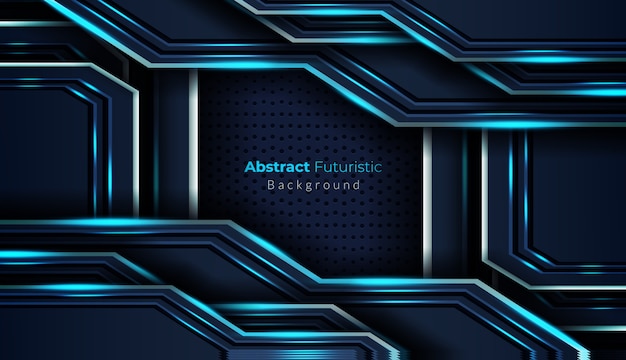 Impresionante fondo futurista abstracto oscuro con capas de superposición azul oscuro
