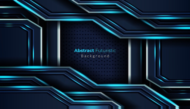 Impresionante fondo futurista abstracto oscuro con capas de superposición azul oscuro