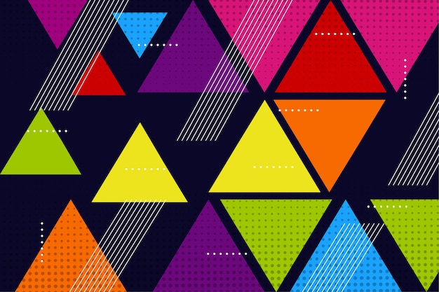 Impresionante fondo geométrico de color con coloridos triángulos de mosaico ilustración vectorial de moderno