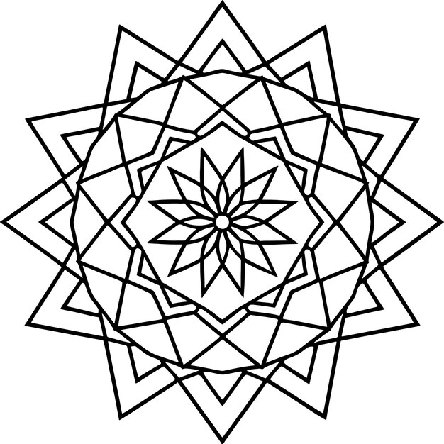 Impresionante forma de decoración geométrica exquisito diseño de línea de mandala ilustración vectorial
