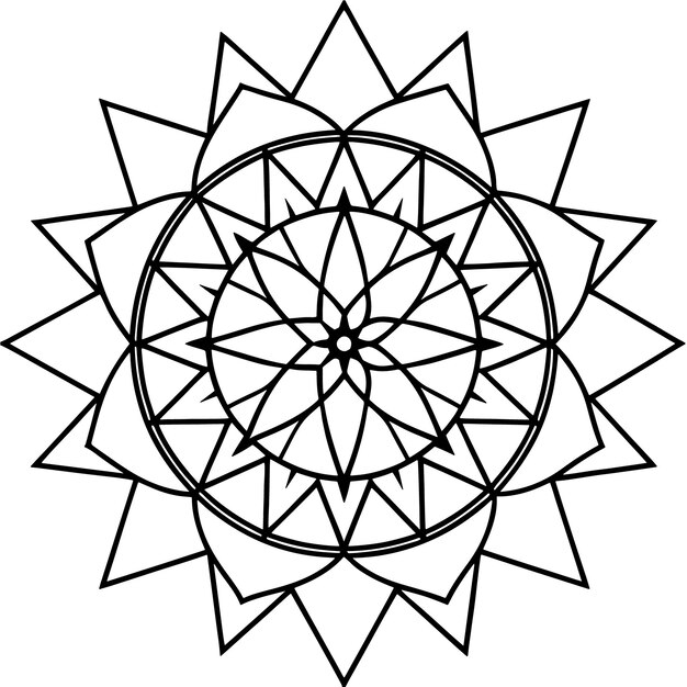 Impresionante forma de decoración geométrica exquisito diseño de línea de mandala ilustración vectorial