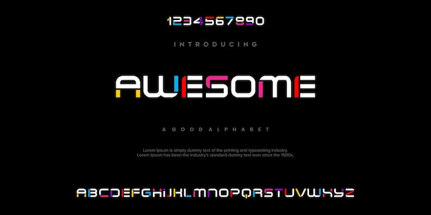 IMPRESIONANTE Fuente de alfabeto digital abstracto moderno Tipografía de tecnología mínima Deporte urbano creativo