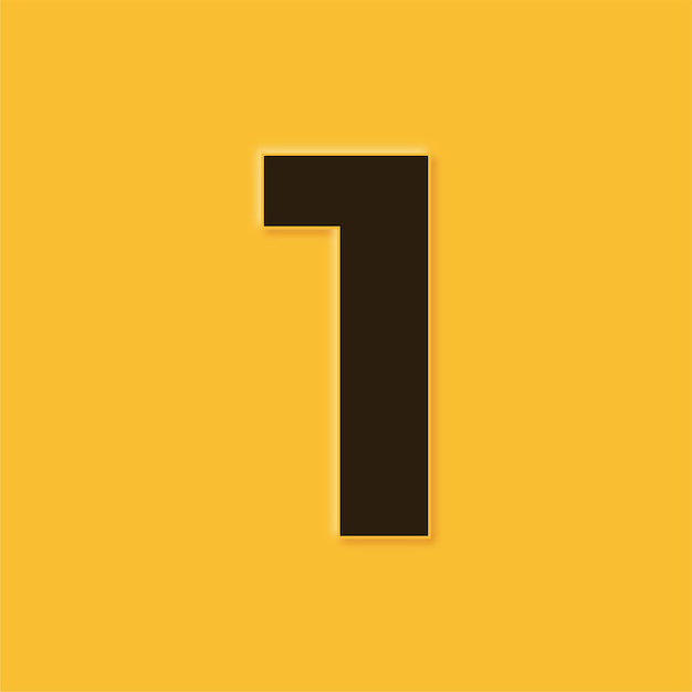 Impresionante icono amarillo en relieve número 1