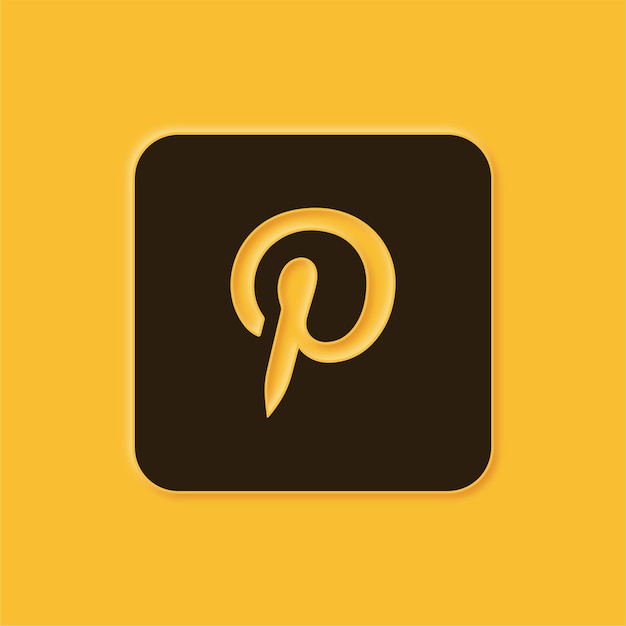 Impresionante icono amarillo en relieve de Pinterest