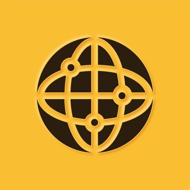 Impresionante icono amarillo en relieve de la web