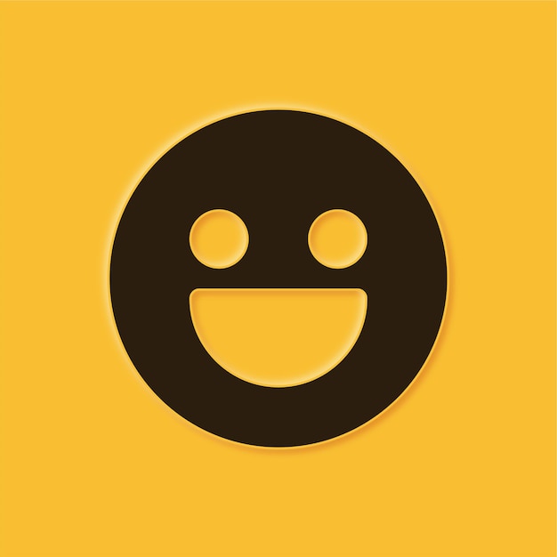 Impresionante icono de cara feliz en relieve amarillo