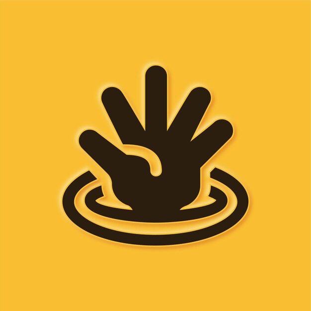 Impresionante icono de escáner de mano amarillo en relieve