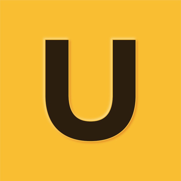 Impresionante icono de la letra amarilla en relieve U