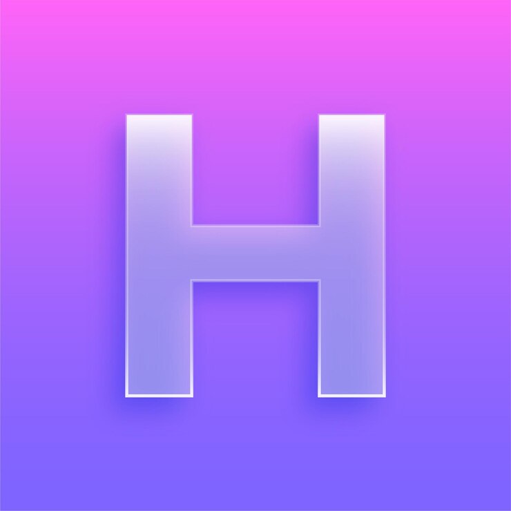Vector impresionante icono moderno de morfismo de vidrio con letra h y fondo vibrante
