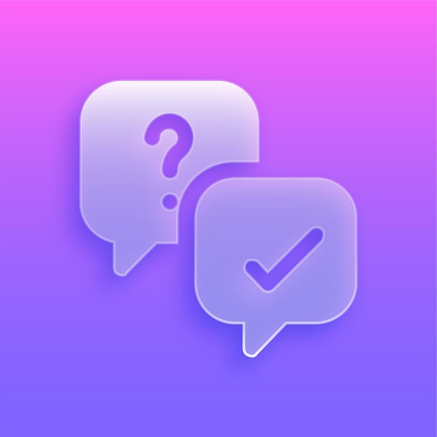 Impresionante icono de preguntas y respuestas de morfismo de vidrio moderno con fondo vibrante