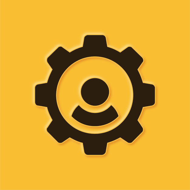 Impresionante icono de proceso de usuario amarillo en relieve