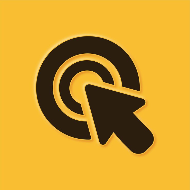 Vector impresionante icono de puntero de ratón amarillo en relieve