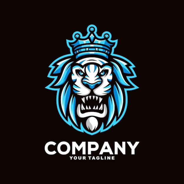 Impresionante ilustración de diseño de logotipo de mascota de rey león