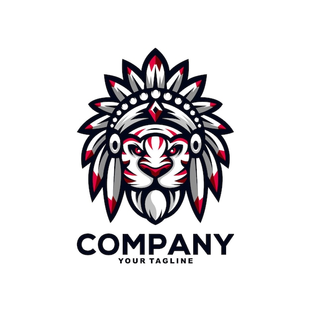 Impresionante ilustración de diseño de logotipo de mascota de tigre indio