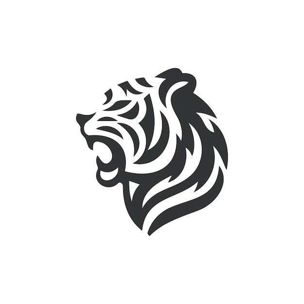 Una impresionante ilustración monocromática del perfil de un león en un estilo gráfico moderno