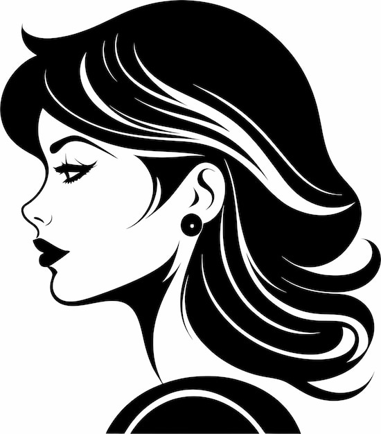 Una impresionante ilustración vectorial del rostro de una mujer joven que rezuma gracia y belleza.